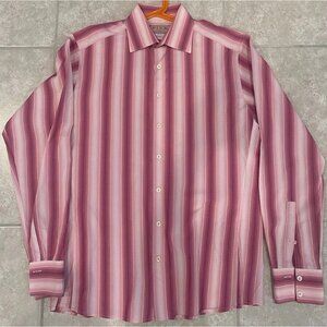 Thomas Pink Jermyn Street London White,Light & Dark Pink stripe Size 15 1/2 39cm